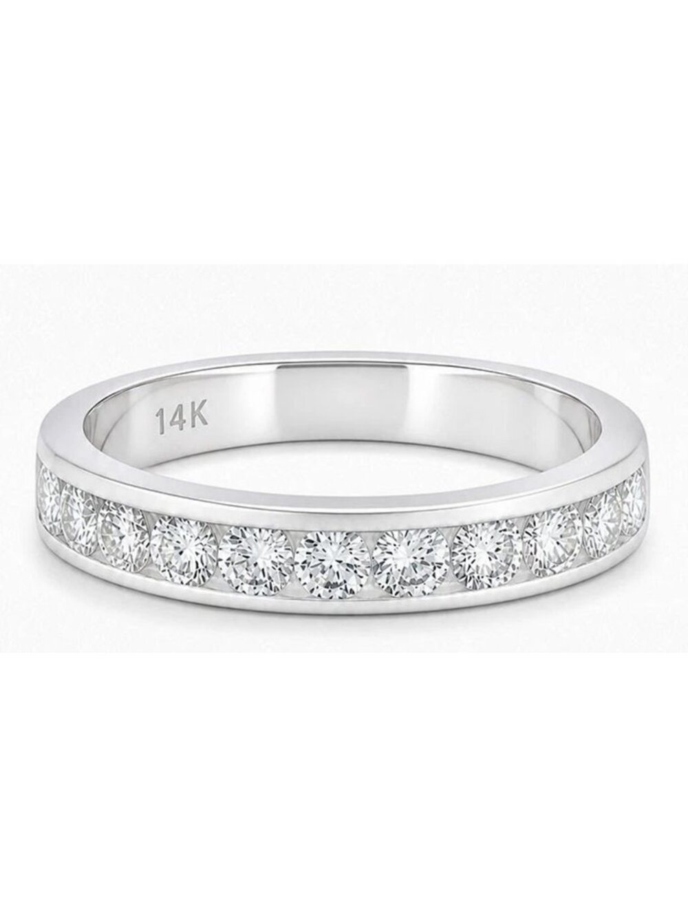 Genuine 0.85 Cts Diamond Band Ring 14k White Gold